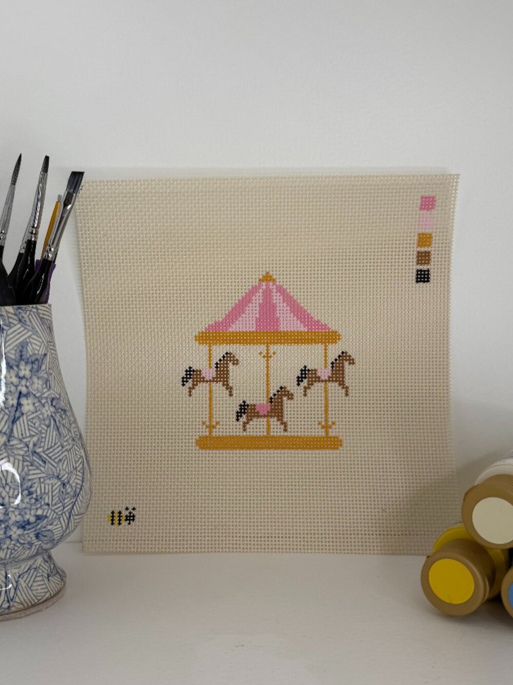 Horse Carousel Needlepoint Canvas (13ct)